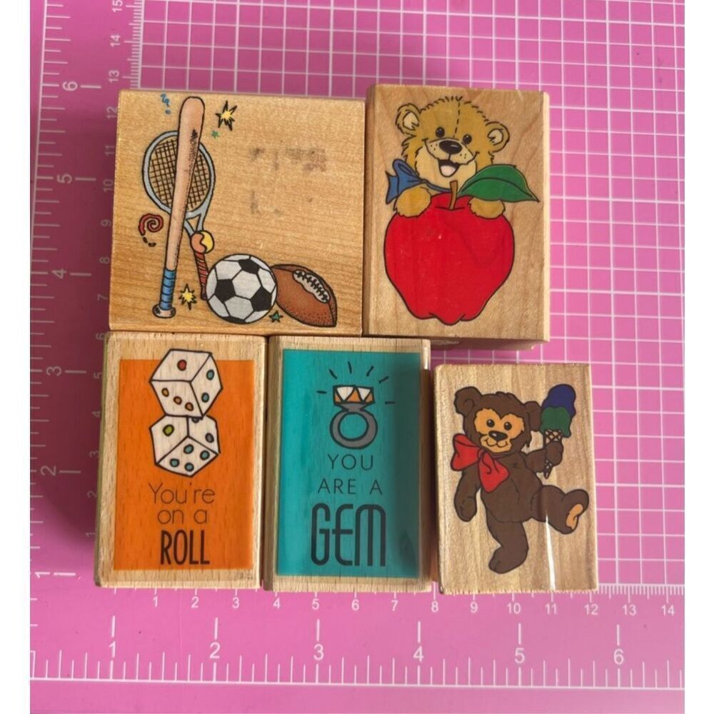 Stamps Wood Lot of 5 - Teacher  encouragement